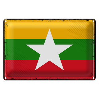 Blechschild Flagge Myanmar 30x20cm Retro Flag of Myanmar