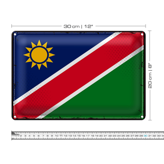 Blechschild Flagge Namibia 30x20cm Retro Flag of Namibia