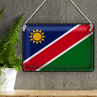 Blechschild Flagge Namibia 30x20cm Retro Flag of Namibia