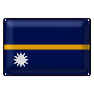 Blechschild Flagge Nauru 30x20cm Retro Flag of Nauru