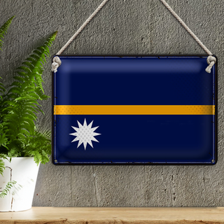 Blechschild Flagge Nauru 30x20cm Retro Flag of Nauru
