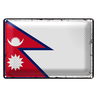 Blechschild Flagge Nepal 30x20cm Retro Flag of Nepal