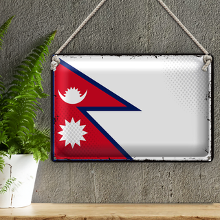 Blechschild Flagge Nepal 30x20cm Retro Flag of Nepal