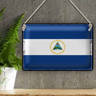 Blechschild Flagge Nicaragua 30x20cm Retro Flag Nicaragua