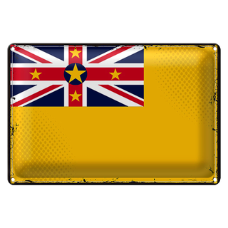 Blechschild Flagge Niue 30x20cm Retro Flag of Niue
