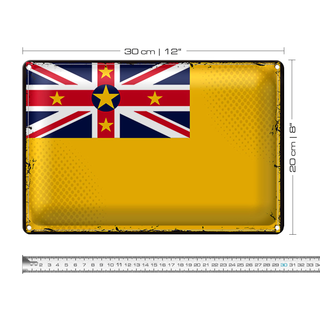 Blechschild Flagge Niue 30x20cm Retro Flag of Niue