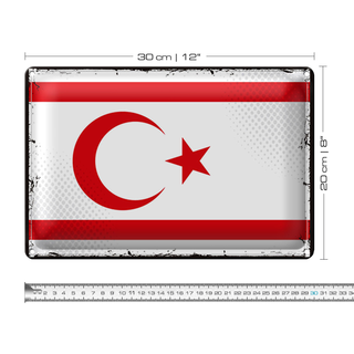Blechschild Flagge Nordzypern 30x20cm Retro Flag