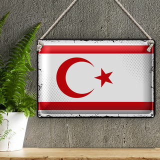 Blechschild Flagge Nordzypern 30x20cm Retro Flag