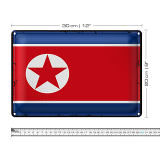 Blechschild Flagge Nordkorea 30x20cm Retro North Korea