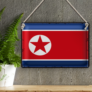 Blechschild Flagge Nordkorea 30x20cm Retro North Korea