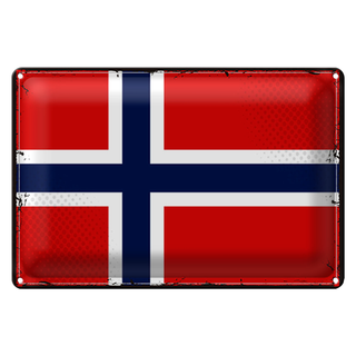 Blechschild Flagge Norwegen 30x20cm Retro Flag Norway