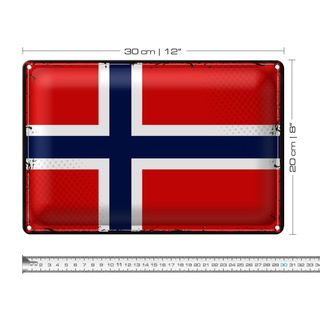 Blechschild Flagge Norwegen 30x20cm Retro Flag Norway