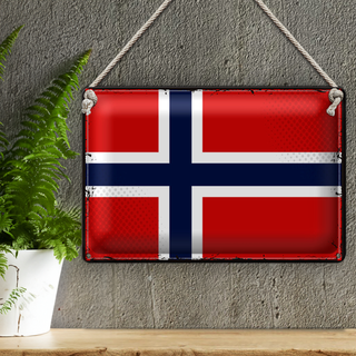 Blechschild Flagge Norwegen 30x20cm Retro Flag Norway