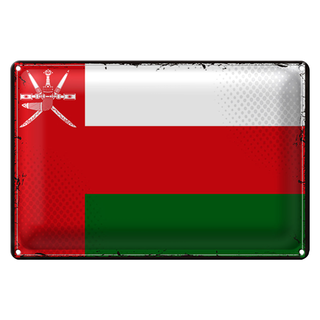 Blechschild Flagge Oman 30x20cm Retro Flag of Oman