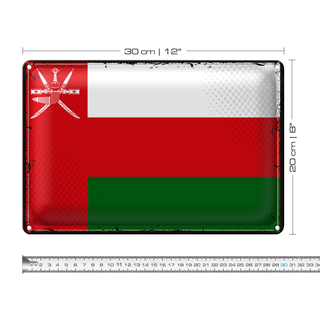Blechschild Flagge Oman 30x20cm Retro Flag of Oman