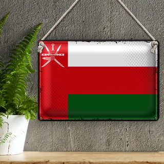 Blechschild Flagge Oman 30x20cm Retro Flag of Oman