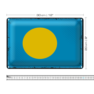 Blechschild Flagge Palau 30x20cm Retro Flag of Palau