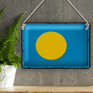 Blechschild Flagge Palau 30x20cm Retro Flag of Palau