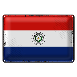 Blechschild Flagge Paraguay 30x20cm Retro Flag of Paraguay