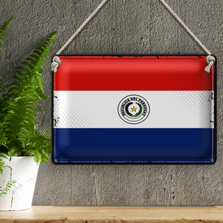 Blechschild Flagge Paraguay 30x20cm Retro Flag of Paraguay