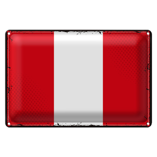 Blechschild Flagge Peru 30x20cm Retro Flag of Peru