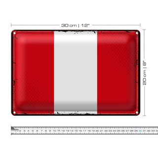Blechschild Flagge Peru 30x20cm Retro Flag of Peru