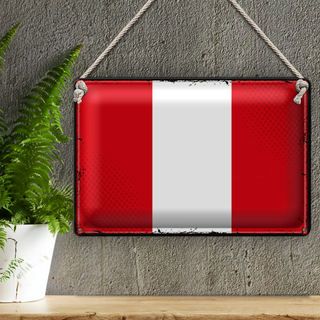 Blechschild Flagge Peru 30x20cm Retro Flag of Peru