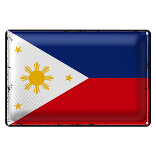 Blechschild Flagge Philippinen 30x20cm Retro Philippines