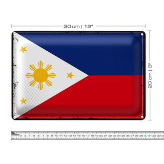 Blechschild Flagge Philippinen 30x20cm Retro Philippines
