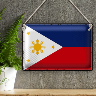 Blechschild Flagge Philippinen 30x20cm Retro Philippines