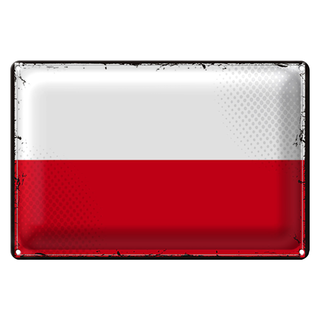 Blechschild Flagge Polen 30x20cm Retro Flag of Poland