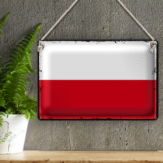 Blechschild Flagge Polen 30x20cm Retro Flag of Poland