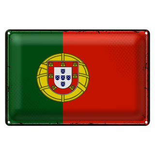 Blechschild Flagge Portugal 30x20cm Retro Flag of Portugal