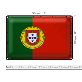 Blechschild Flagge Portugal 30x20cm Retro Flag of Portugal