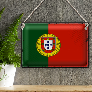 Blechschild Flagge Portugal 30x20cm Retro Flag of Portugal