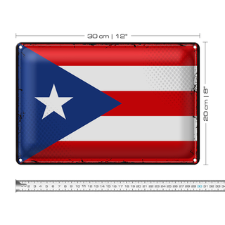 Blechschild Flagge Puerto Rico 30x20cm Retro Puerto Rico
