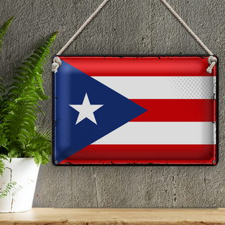 Blechschild Flagge Puerto Rico 30x20cm Retro Puerto Rico