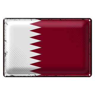 Blechschild Flagge Katar 30x20cm Retro Flag of Qatar