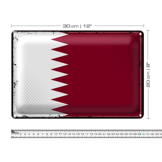 Blechschild Flagge Katar 30x20cm Retro Flag of Qatar