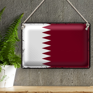 Blechschild Flagge Katar 30x20cm Retro Flag of Qatar