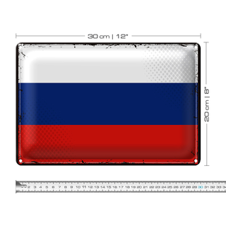 Blechschild Flagge Russland 30x20cm Retro Flag of Russia