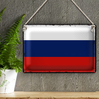 Blechschild Flagge Russland 30x20cm Retro Flag of Russia