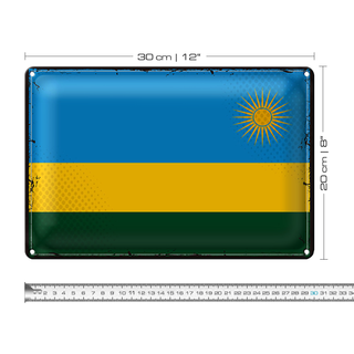 Blechschild Flagge Ruanda 30x20cm Retro Flag of Rwanda