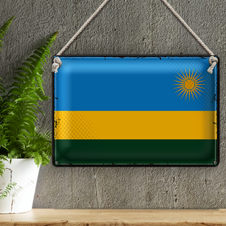 Blechschild Flagge Ruanda 30x20cm Retro Flag of Rwanda