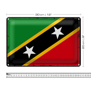 Blechschild Flagge St. Kitts und Nevis 30x20cm Retro Flag