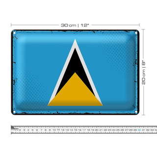 Blechschild Flagge Saint Lucia 30x20cm Retro Saint Lucia