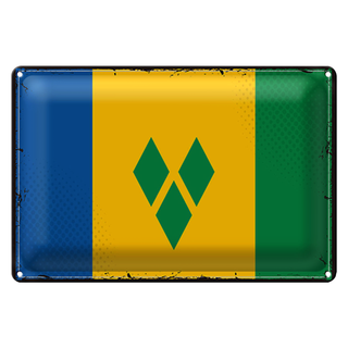 Blechschild Flagge Saint Vincent Grenadinen 30x20cm Retro