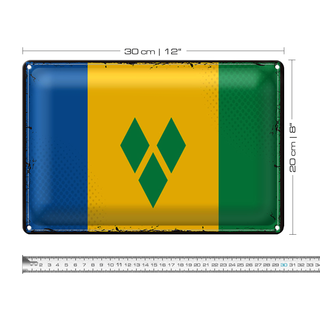 Blechschild Flagge Saint Vincent Grenadinen 30x20cm Retro