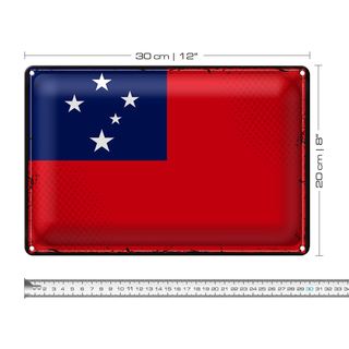 Blechschild Flagge Samoa 30x20cm Retro Flag of Samoa