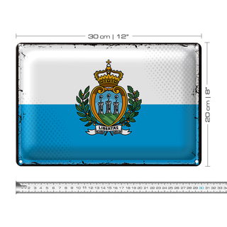Blechschild Flagge San Marino 30x20cm Retro San Marino